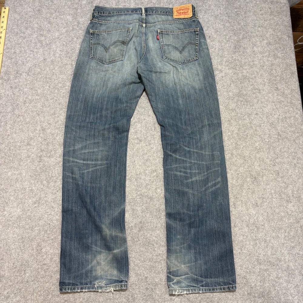 Levis 559 Relaxed Straight Jeans Mens 34x34 Medium Wash Distressed Denim 0442